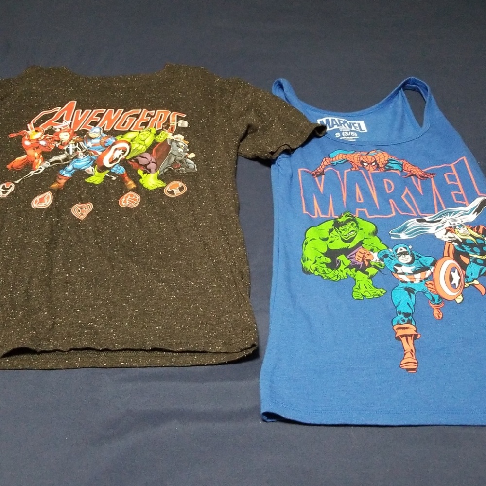 2 marvel t shirts